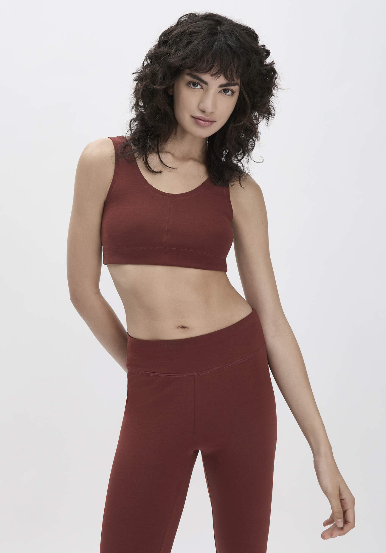 Thumbnail - hessnatur Loungewear Bustier Fitted ACTIVE LIGHT aus Bio-Baumwolle - braun - Größe 42