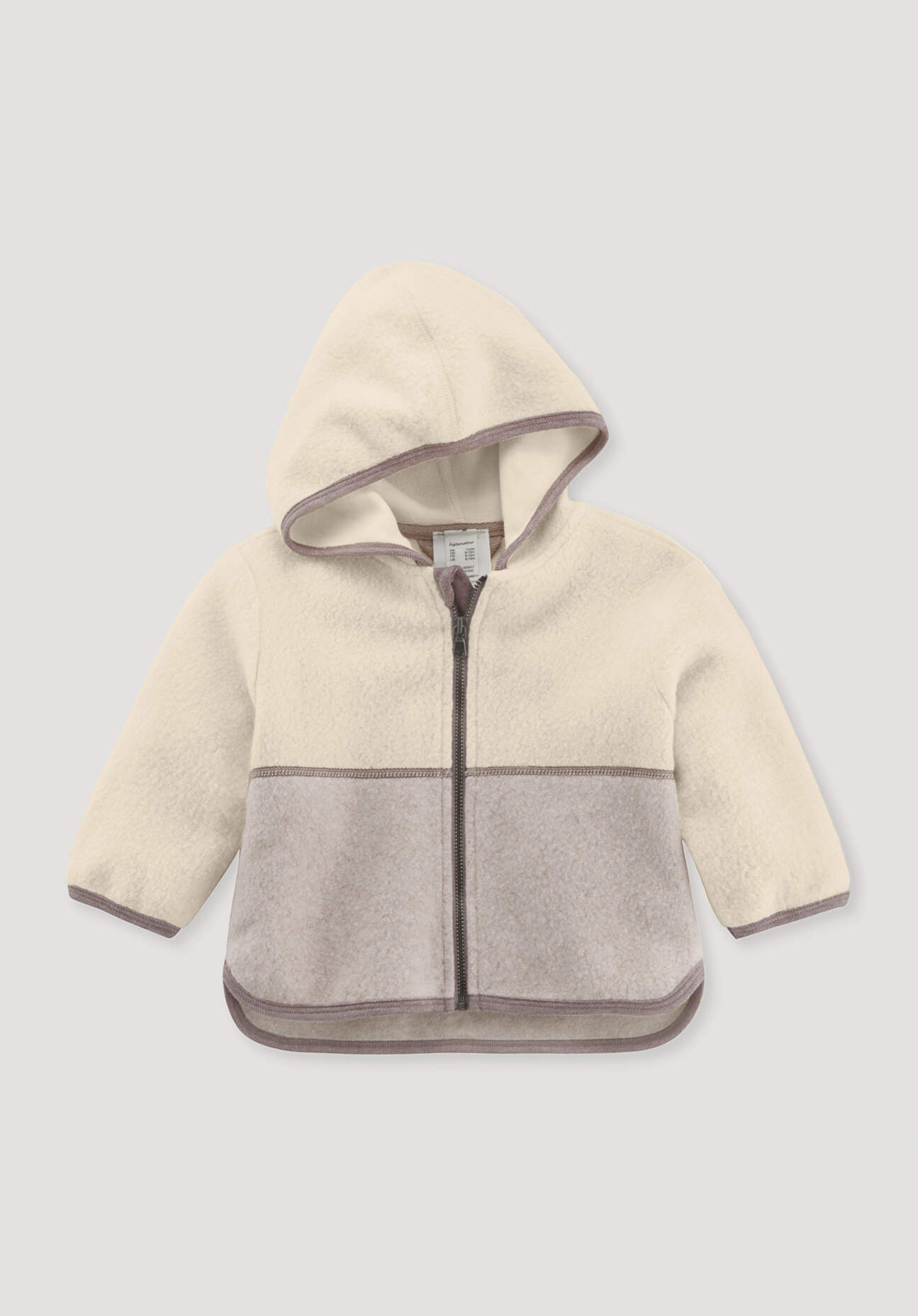 hessnatur Baby Fleece Jacke Regular aus Bio-Baumwolle - beige Größe 62/68