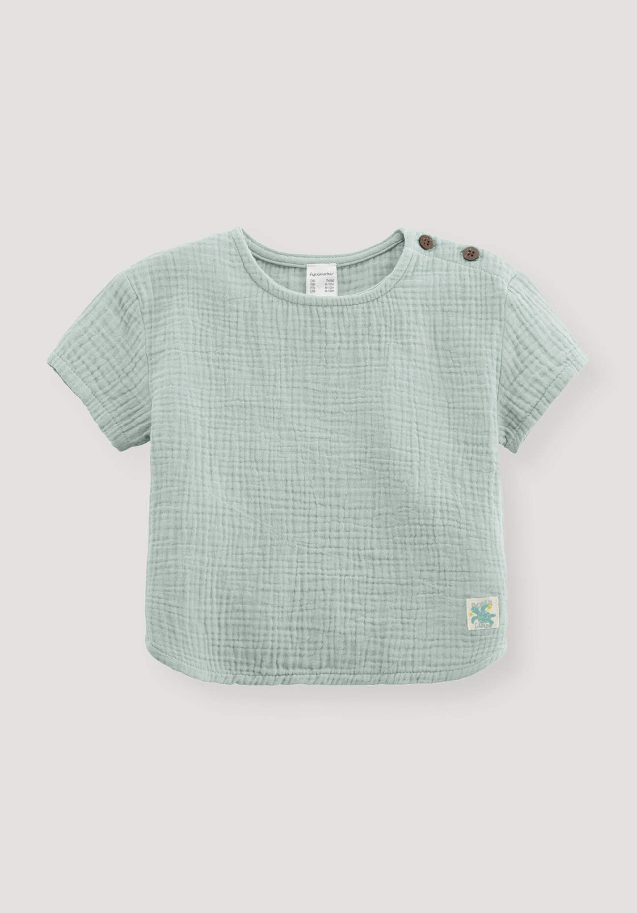 hessnatur Baby Musselin Shirt Regular aus Bio-Baumwolle - grün Größe 98/104