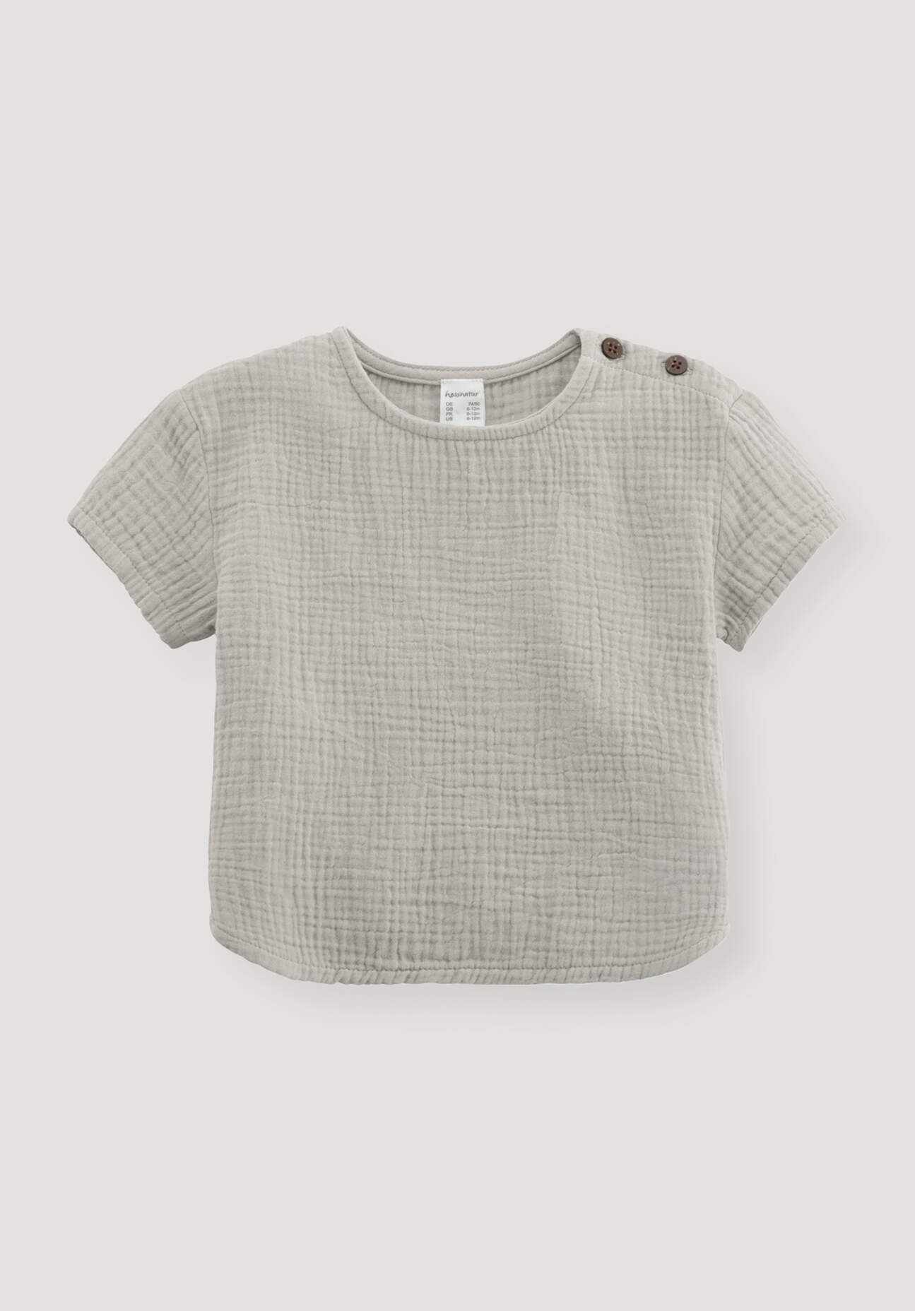 hessnatur Baby Musselin Shirt aus Bio-Baumwolle - beige Grösse86/92