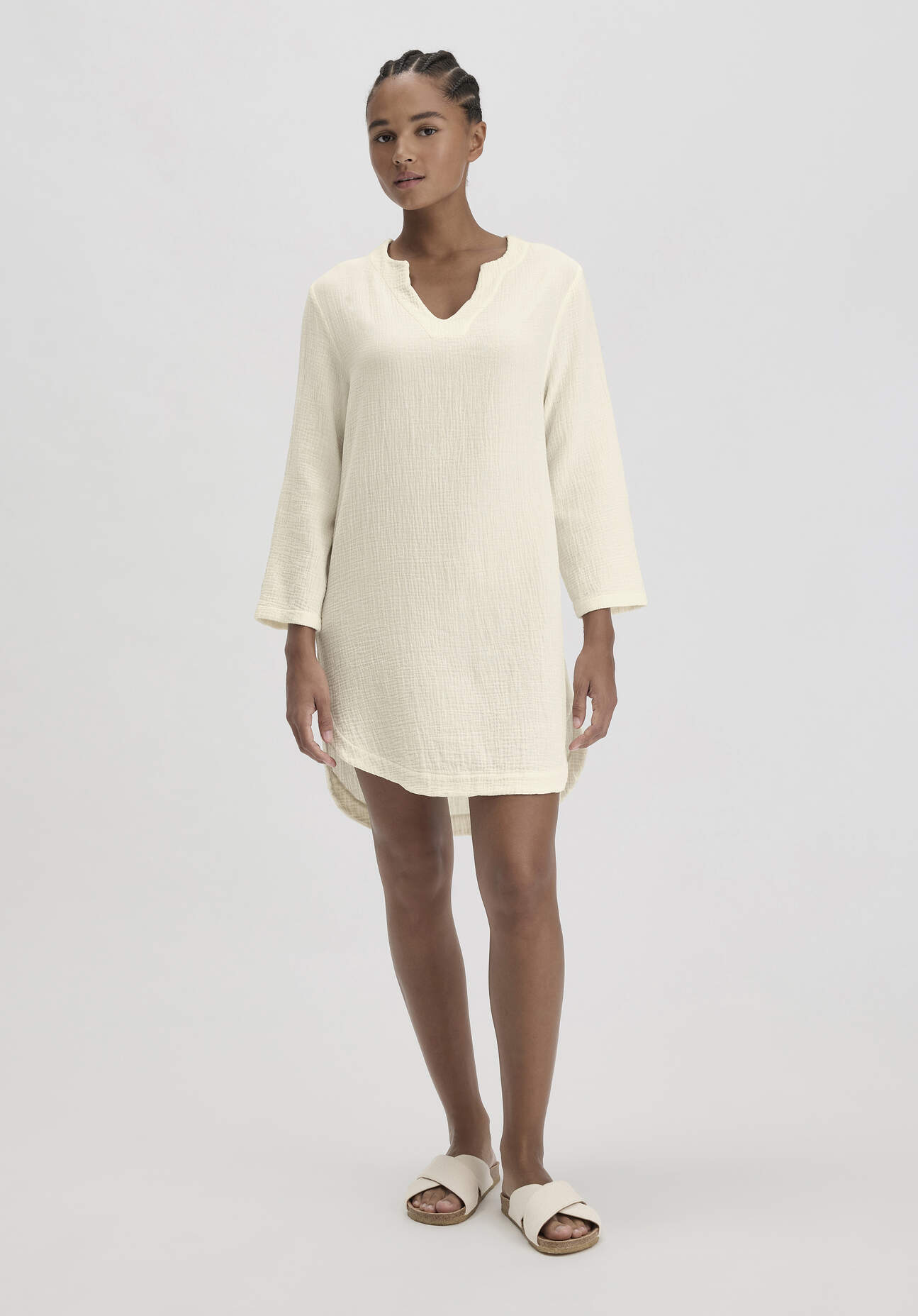 hessnatur Damen Musselin Nachthemd Relaxed PURE COMFORT - natur Größe 48
