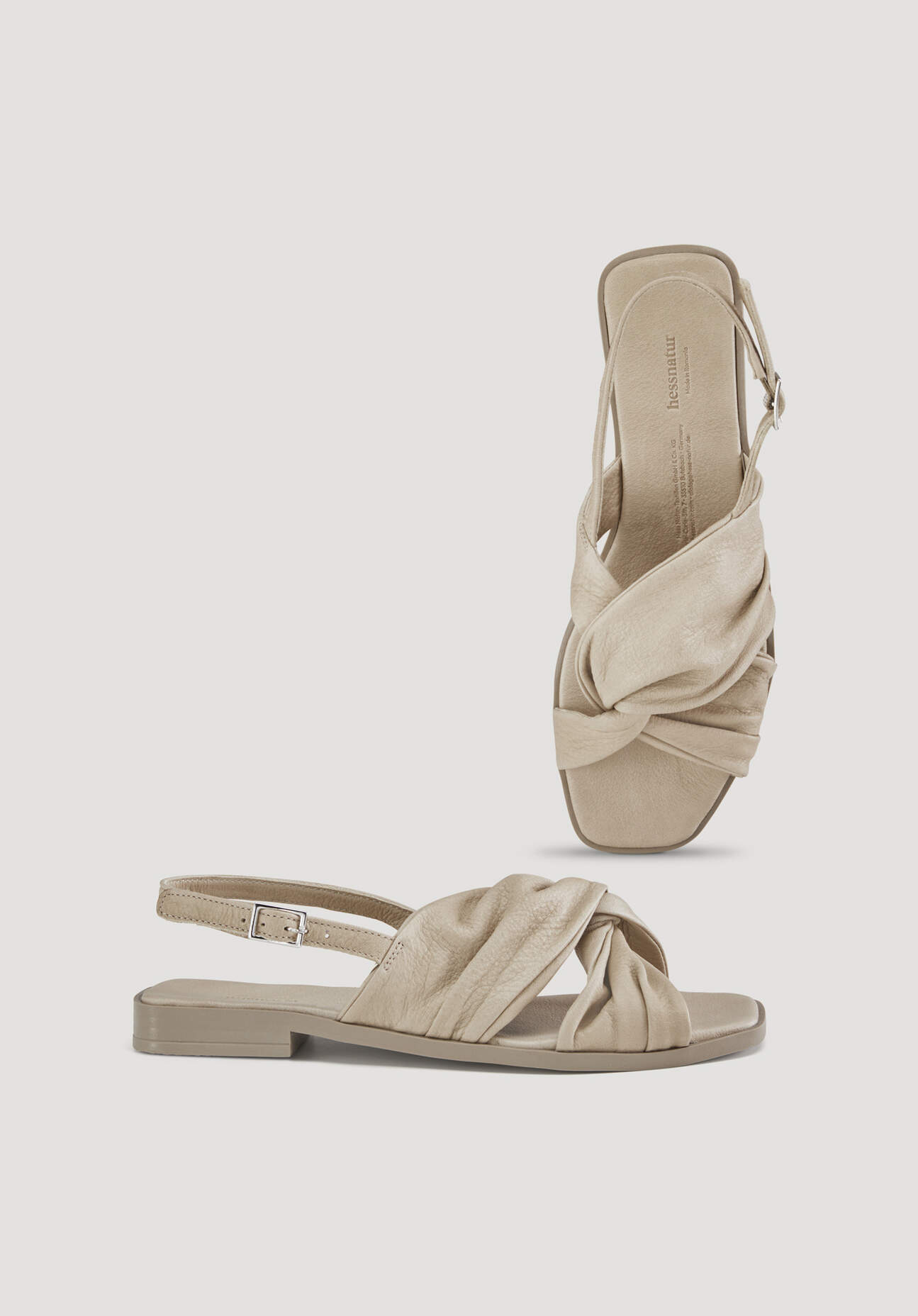 Thumbnail - hessnatur Damen Sandalette aus chromfrei gegerbtem Glatt-Leder - beige - Größe 38