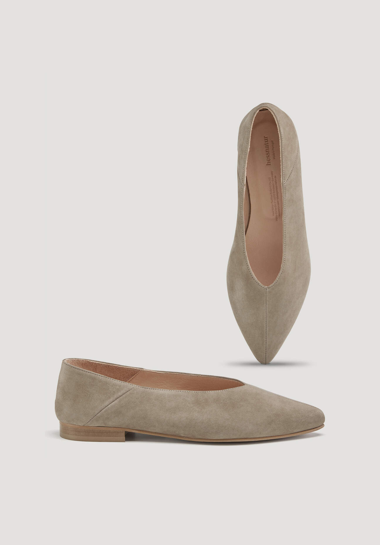 Thumbnail - hessnatur Damen Ballerina aus chromfrei gegerbtem Nubuk-Leder - grau - Größe 38