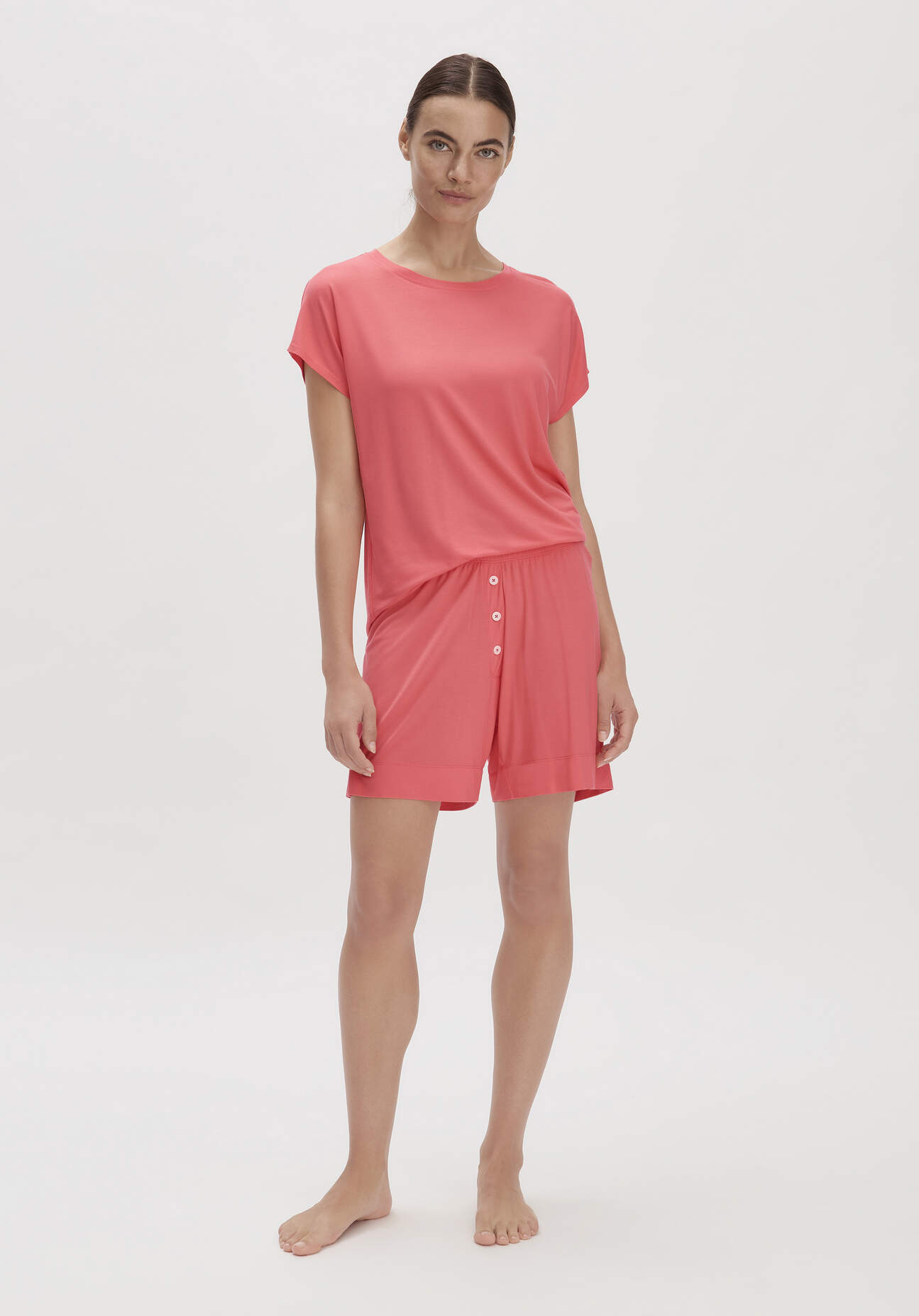 hessnatur Damen Schlafshorts Regular PURE FLOW aus TENCEL™ Modal - rot Größe 44