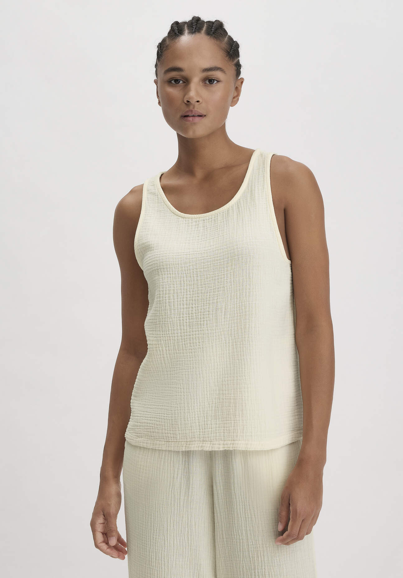 hessnatur Damen Musselin Top PURE COMFORT aus Bio-Baumwolle - naturfarben Grösse34