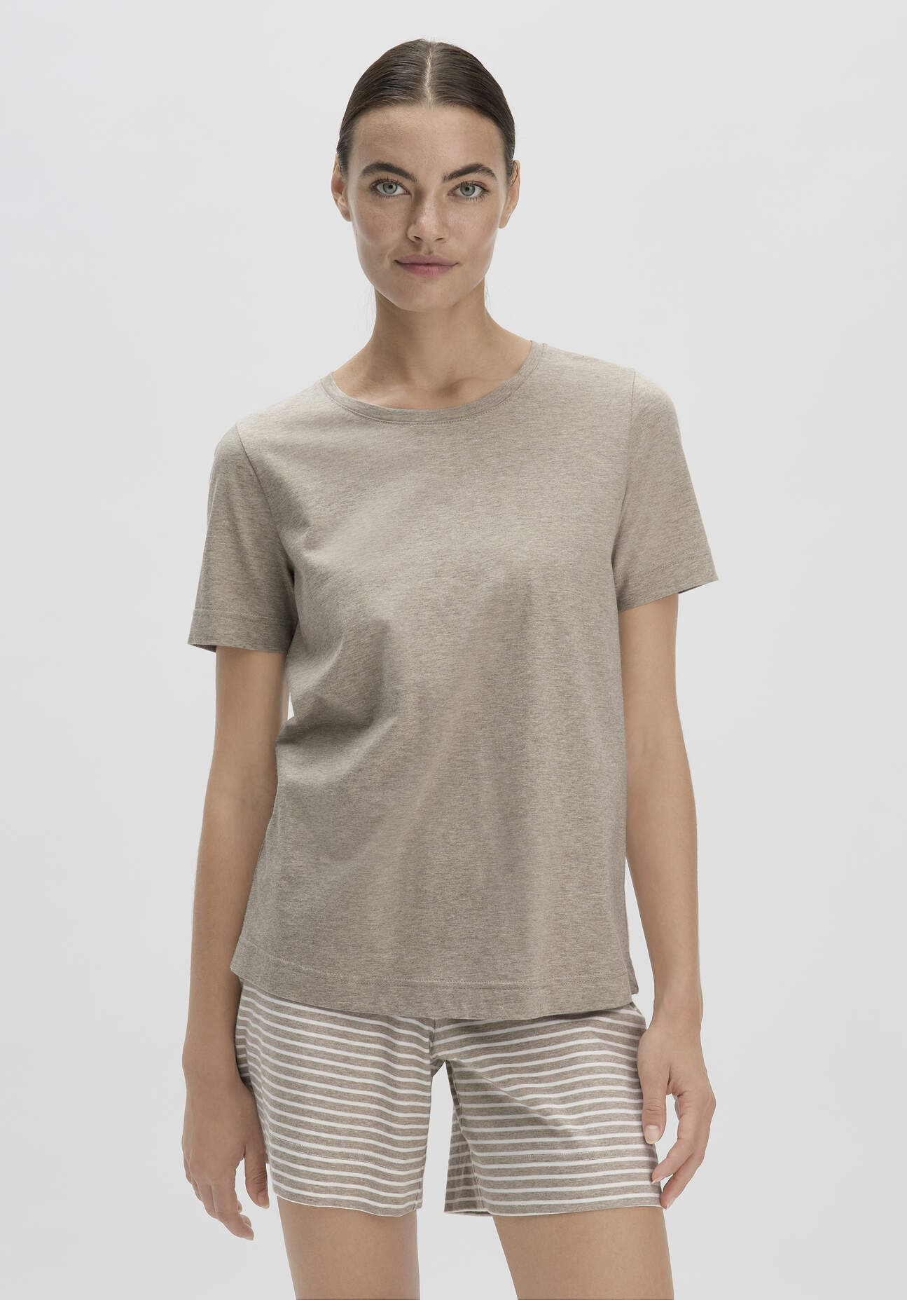 hessnatur Damen Pyjama Relaxed PURE COTTON aus Bio-Baumwolle - beige Größe 38