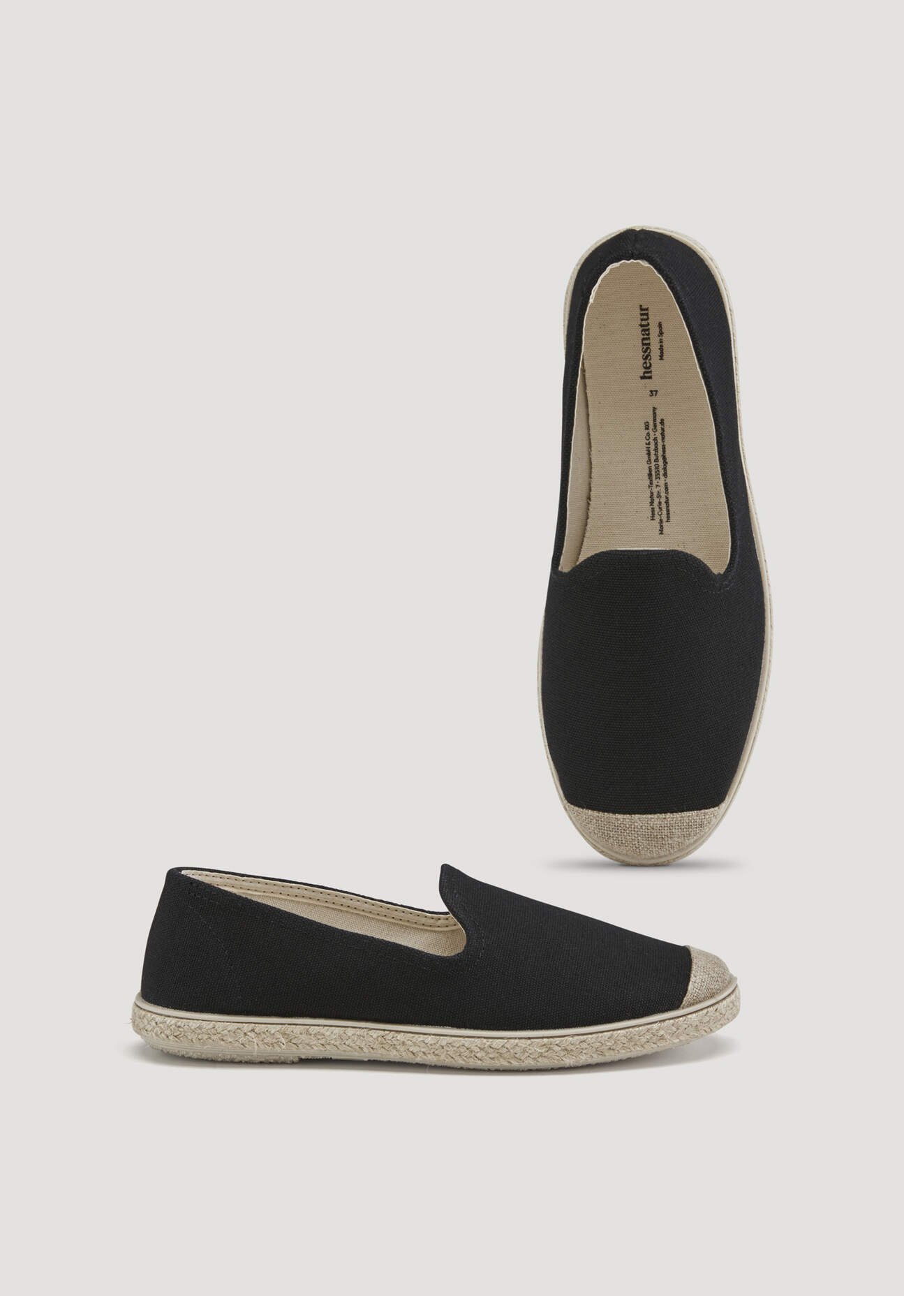 hessnatur Damen Espadrilles mit Bio-Baumwolle - schwarz Größe 39