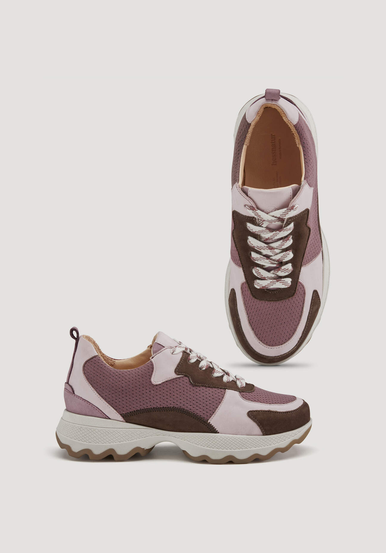 Thumbnail - hessnatur Damen Sneaker Mesh Active mit chromfrei gegerbtem Nubuk-Leder und Bio-Baumwolle - rot - Größe 40