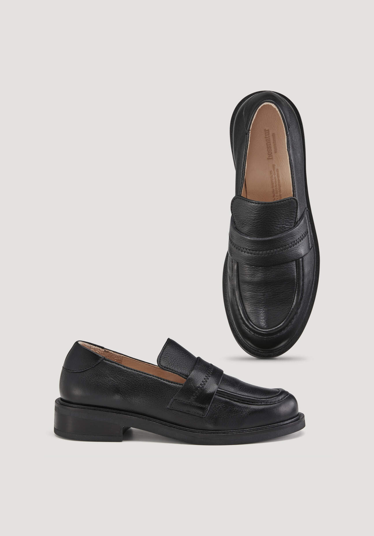 Thumbnail - hessnatur Damen Loafer aus chromfrei gegerbtem Glatt-Leder - schwarz - Größe 40