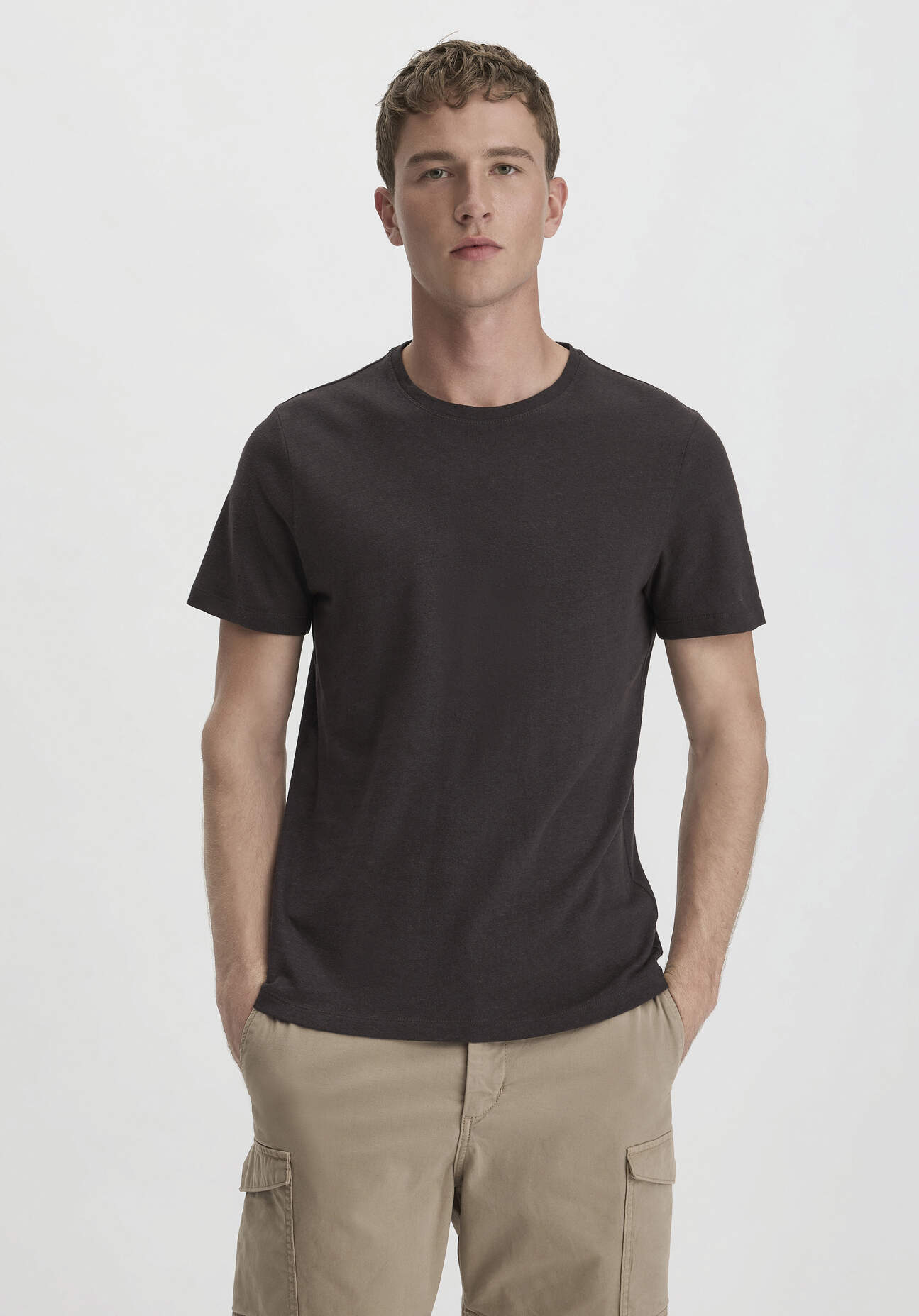 Thumbnail - hessnatur Herren T-Shirt Regular aus Leinen und Bio-Baumwolle - braun - Größe 54