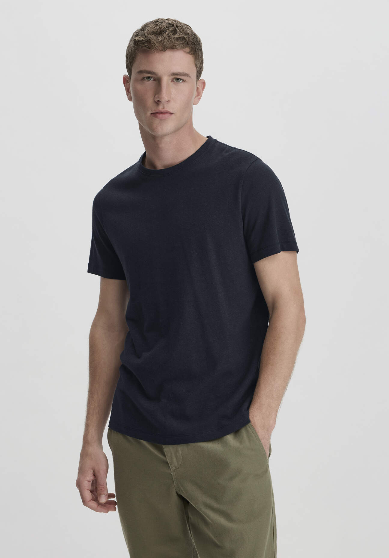 Thumbnail - hessnatur Herren T-Shirt Regular aus Leinen und Bio-Baumwolle - blau - Größe 50