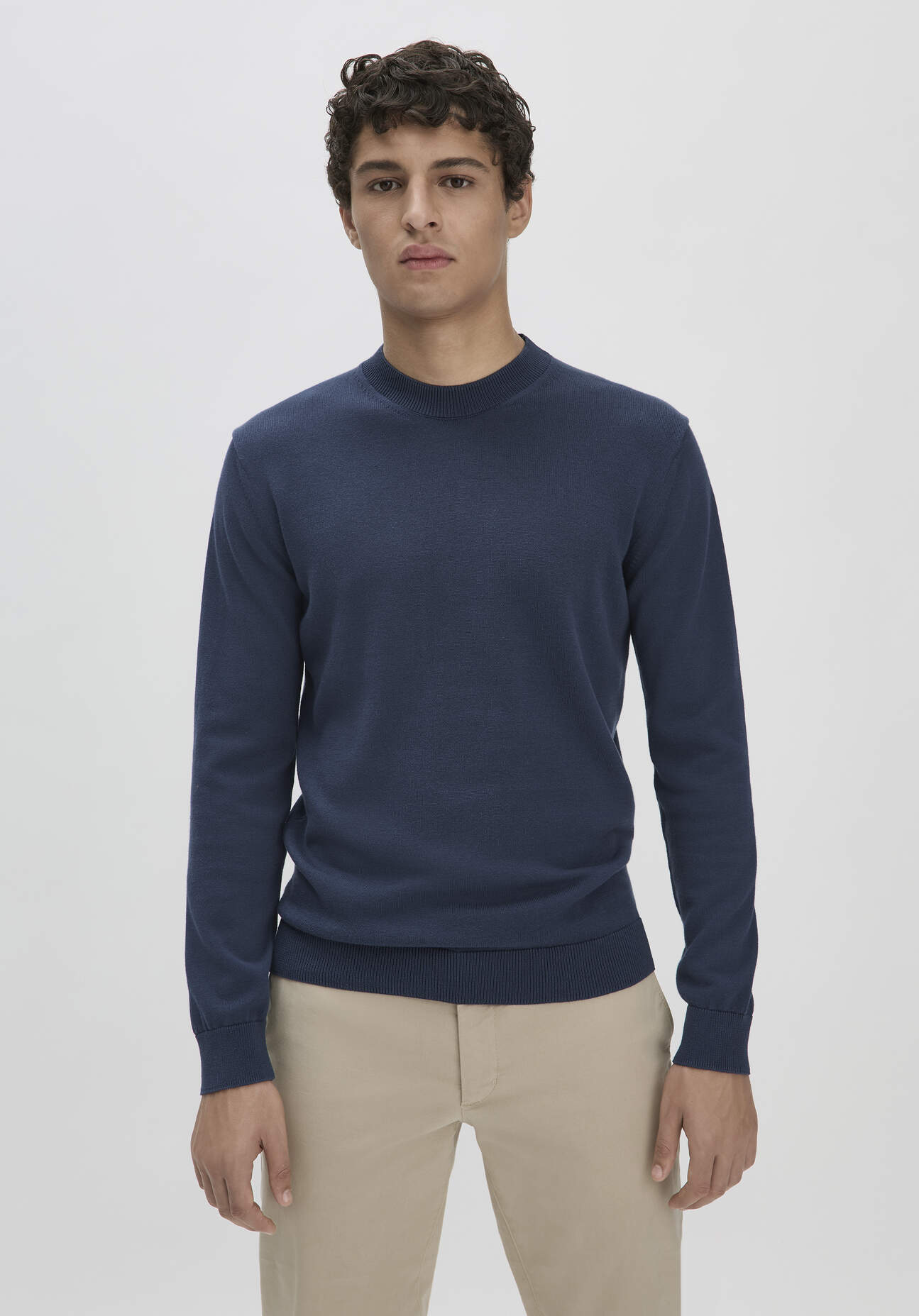 Thumbnail - hessnatur Herren Strick Pullover Regular aus Bio-Baumwolle - blau - Größe 56