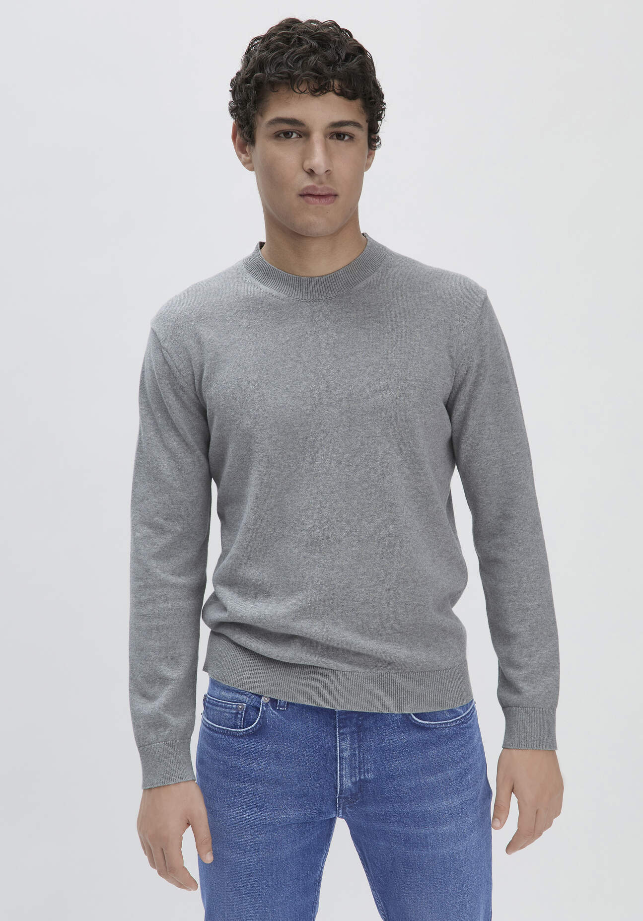 Thumbnail - hessnatur Herren Strick Pullover Regular aus Bio-Baumwolle - grau - Größe 54