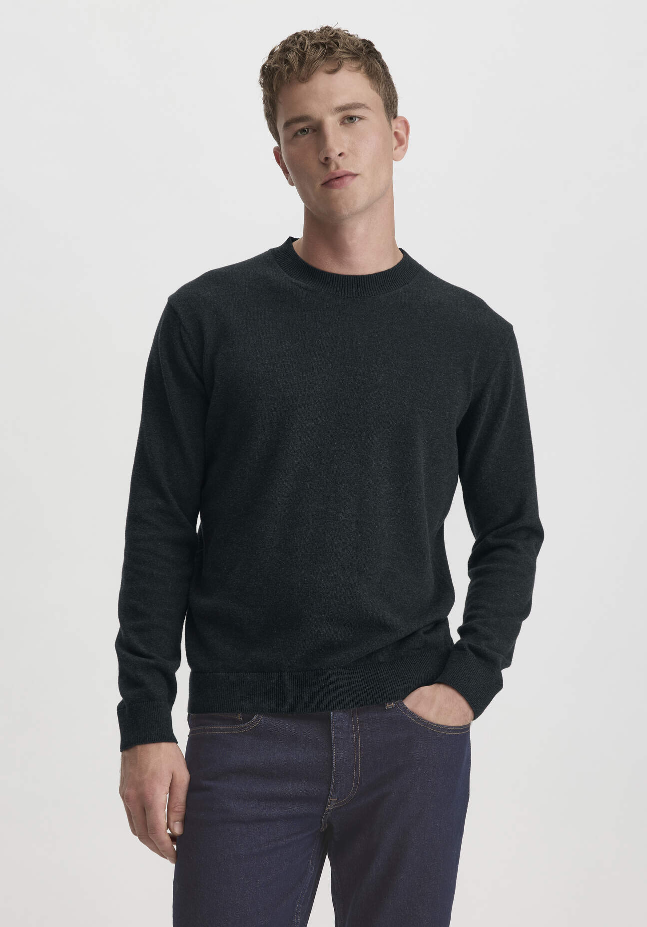 Thumbnail - hessnatur Herren Strick Pullover Regular aus Bio-Baumwolle - grau - Größe 54