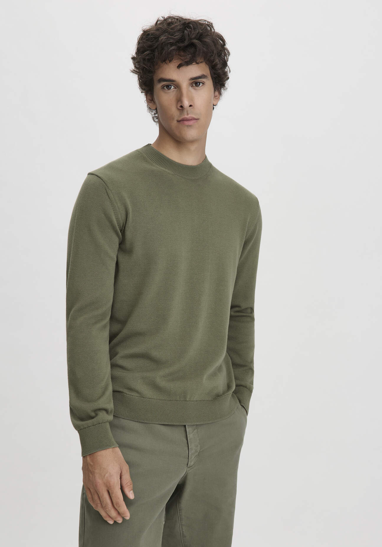 Thumbnail - hessnatur Herren Strick Pullover Regular aus Bio-Baumwolle - grün - Größe 54