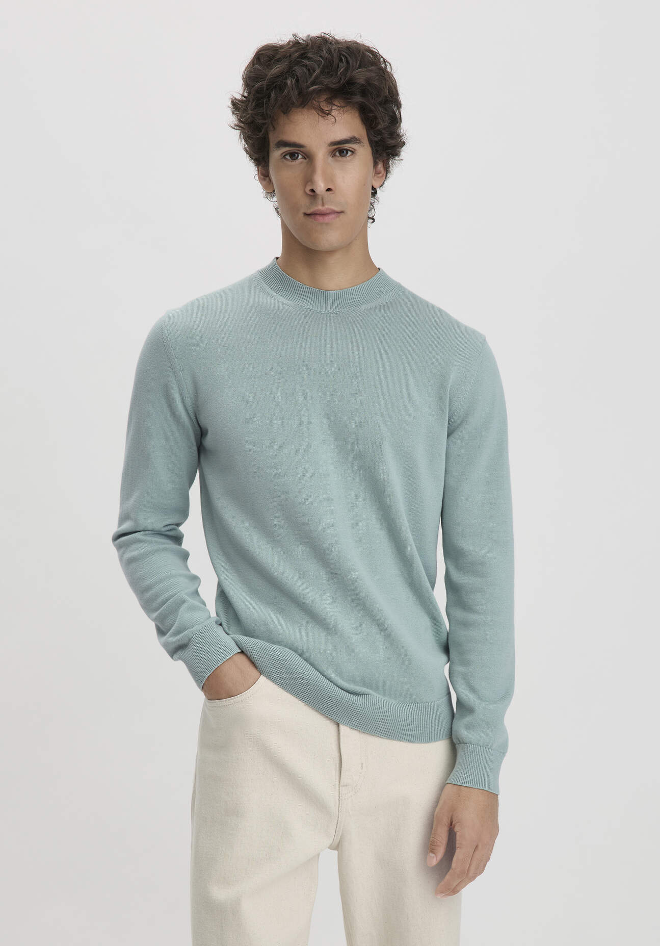 Thumbnail - hessnatur Herren Strick Pullover Regular aus Bio-Baumwolle - grün - Größe 50