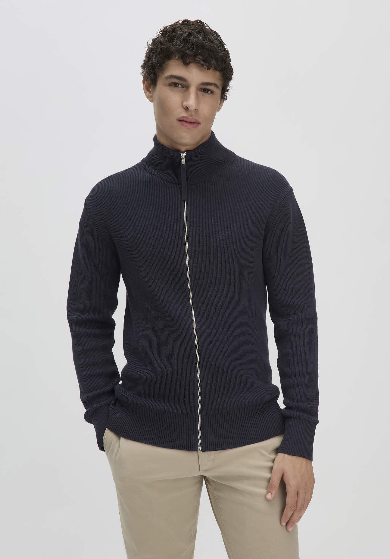 Thumbnail - hessnatur Herren Strickjacke Regular aus Bio-Baumwolle - blau - Größe 50