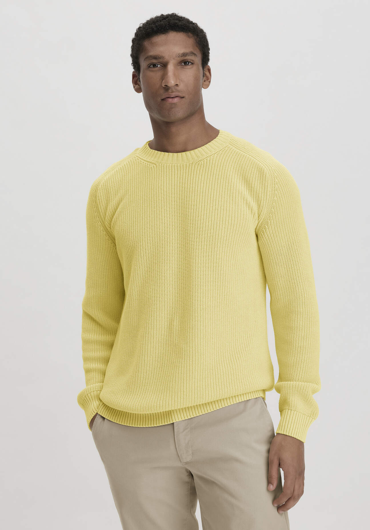 Thumbnail - hessnatur Herren Pullover Regular aus Bio-Baumwolle - gelb - Größe 46