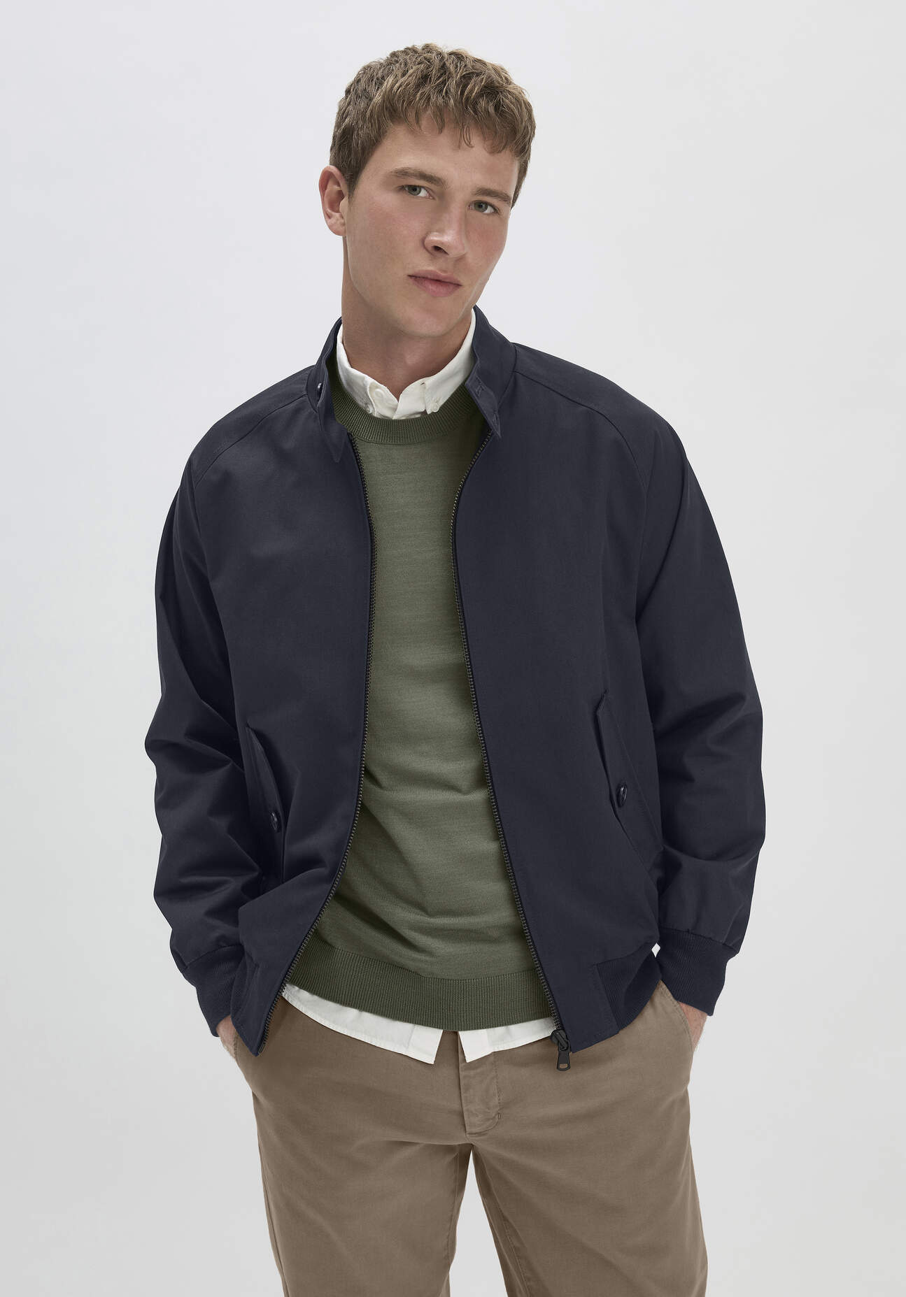 Thumbnail - hessnatur Herren Harrington Jacke Regular NATURE SHELL aus Bio-Baumwolle - blau - Größe 52