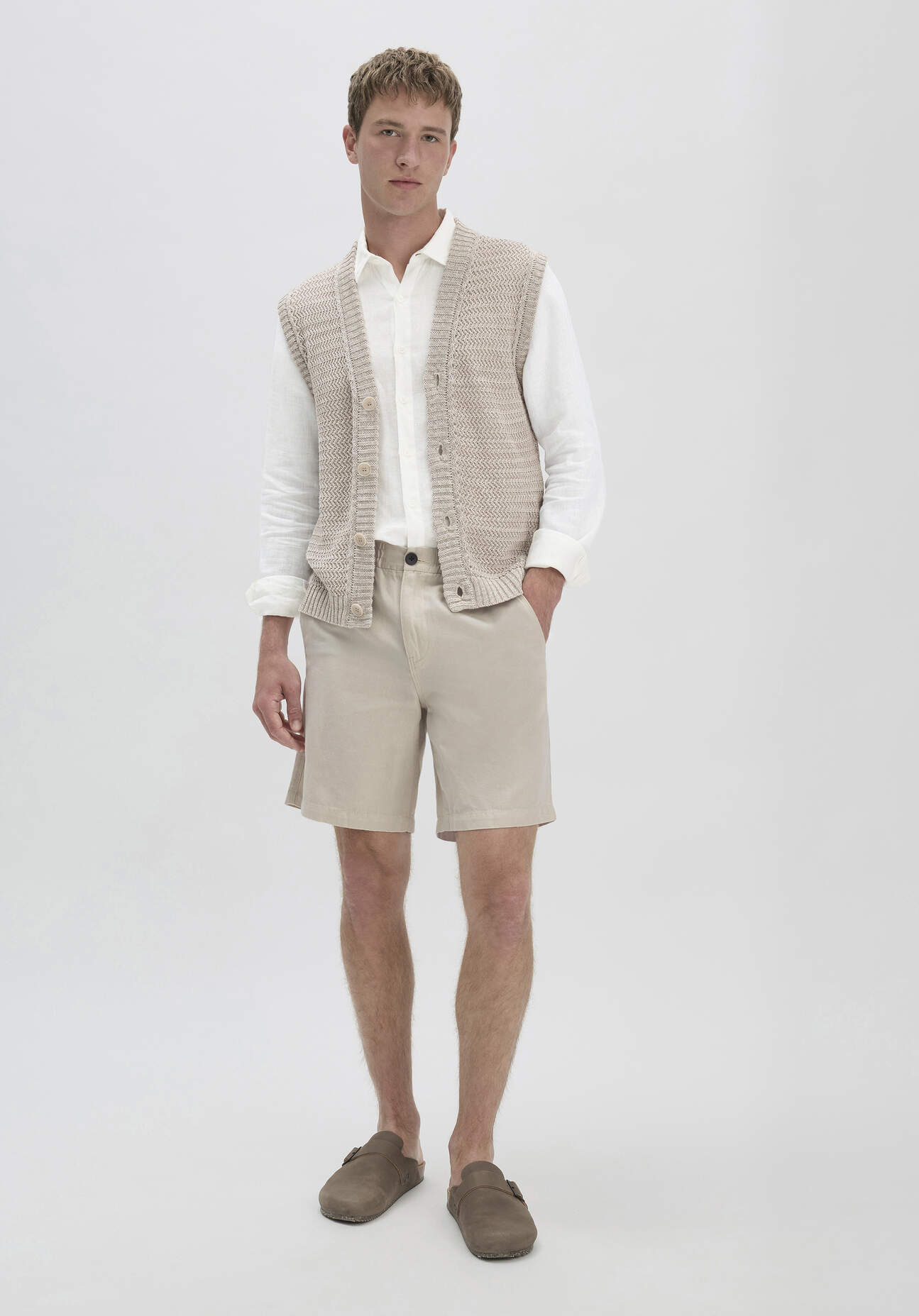 Thumbnail - hessnatur Herren Shorts Relaxed aus Bio-Baumwolle mit Leinen - beige - Größe 32