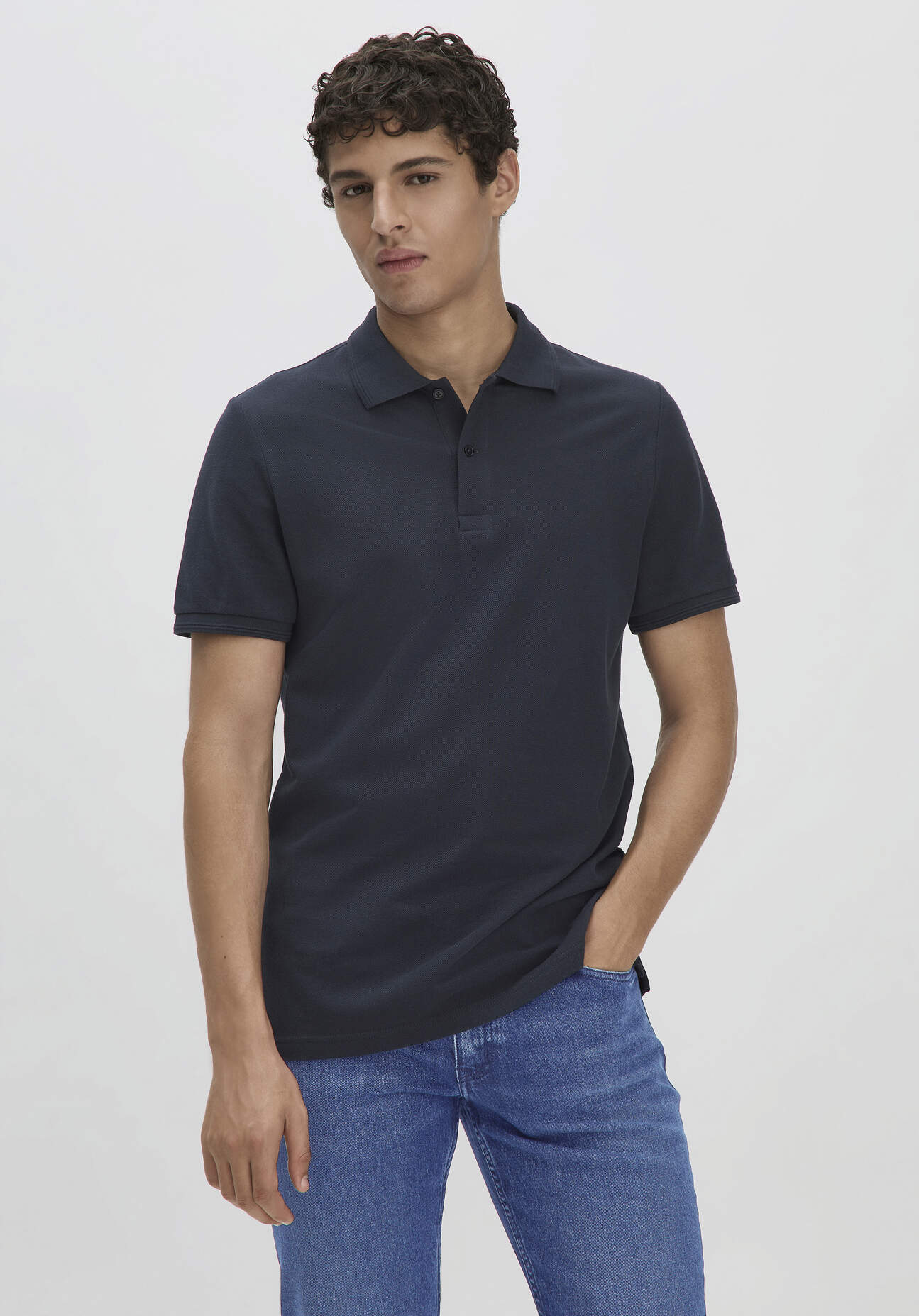 hessnatur Herren Piqué Polo Regular aus Bio-Baumwolle - blau Größe 56
