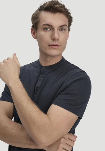 Henley T-Shirt Regular aus Leinen und Bio-Baumwolle - 3