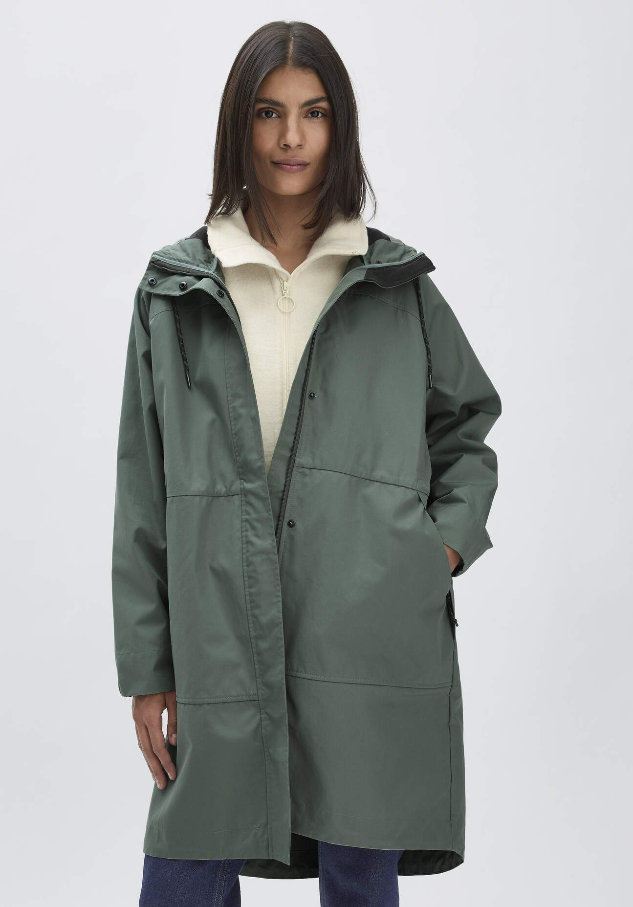 Thumbnail - hessnatur Damen Allwetter Parka NATURE SHELL Relaxed aus Bio-Baumwolle - grün - Größe M