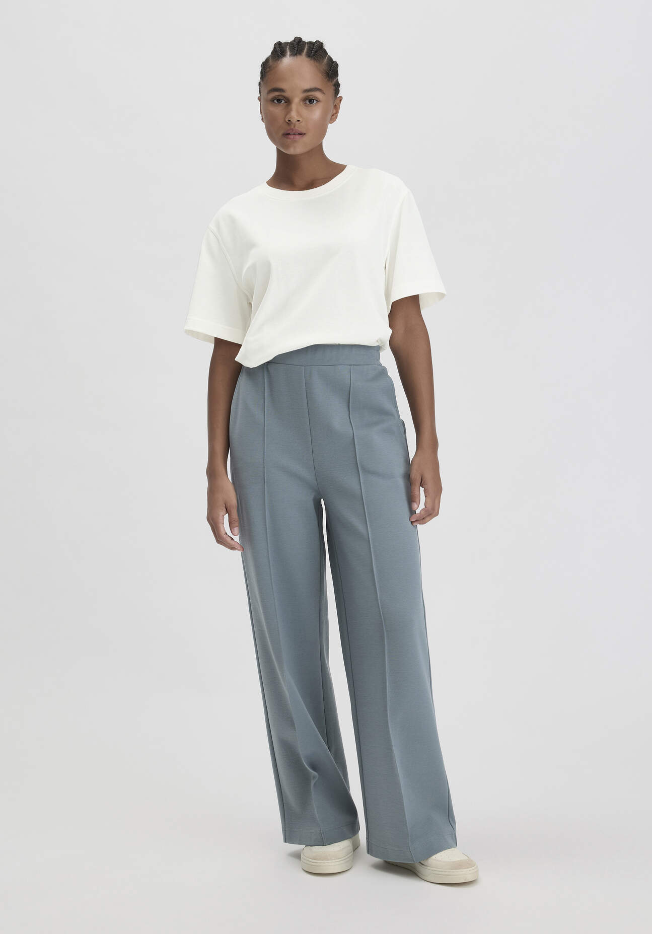 Thumbnail - hessnatur Damen Jersey Hose Wide Leg Relaxed aus Bio-Baumwolle - grün - Größe 40