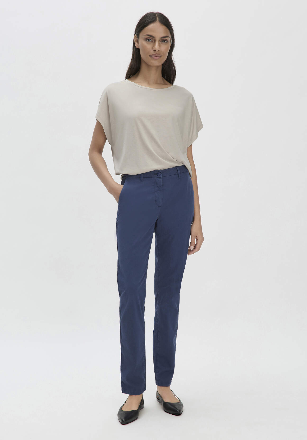 Thumbnail - hessnatur Damen Chino Straight Leg Regular aus Bio-Baumwolle - blau - Größe 36