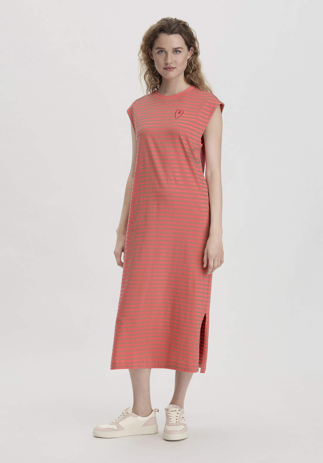 Thumbnail - hessnatur Damen Jersey Kleid Midi Regular aus Bio-Baumwolle - rot - Größe 40