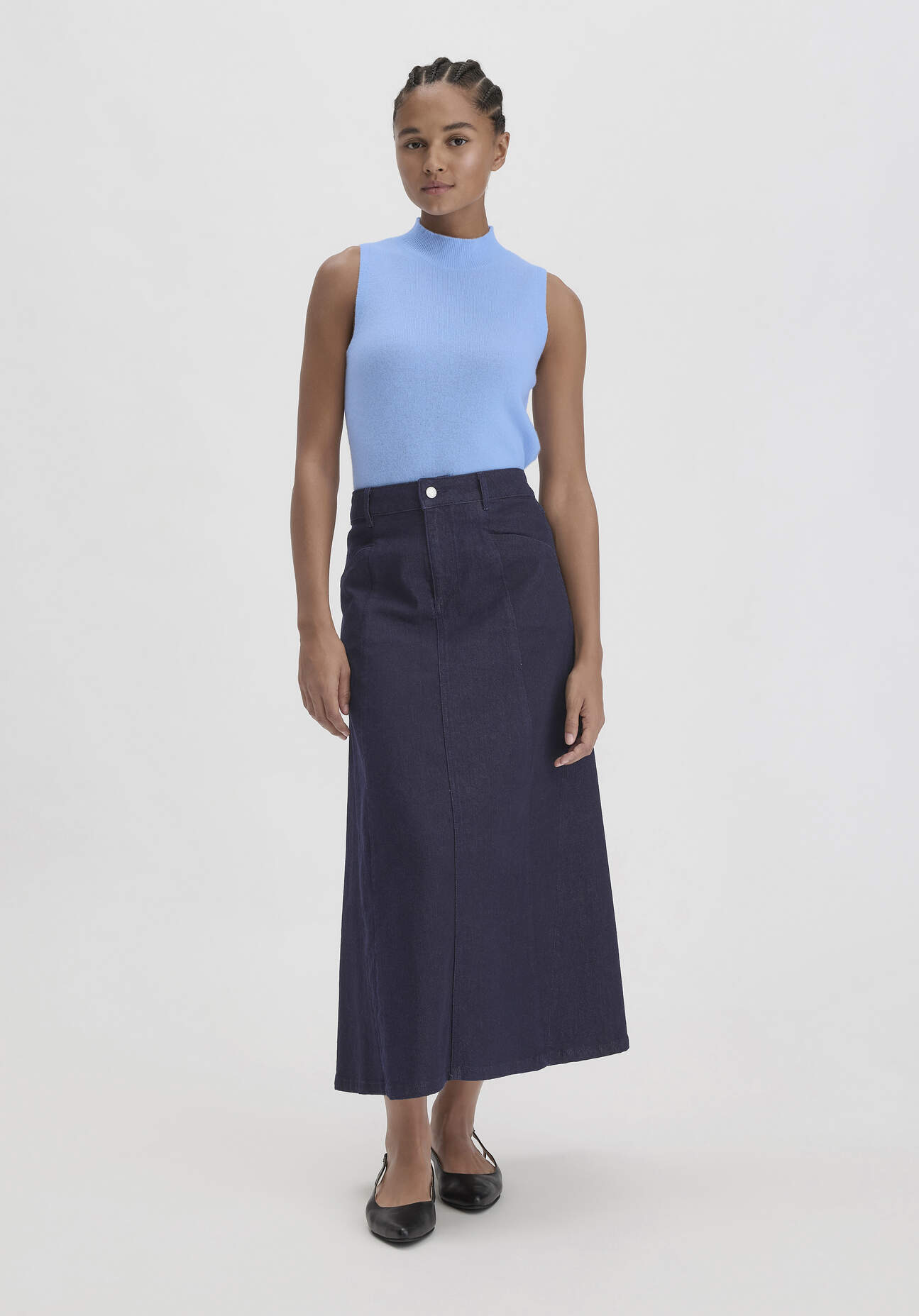 hessnatur Damen Jeans Rock Maxi Relaxed BETTER RECYCLING aus Bio-Denim - blau Größe 42