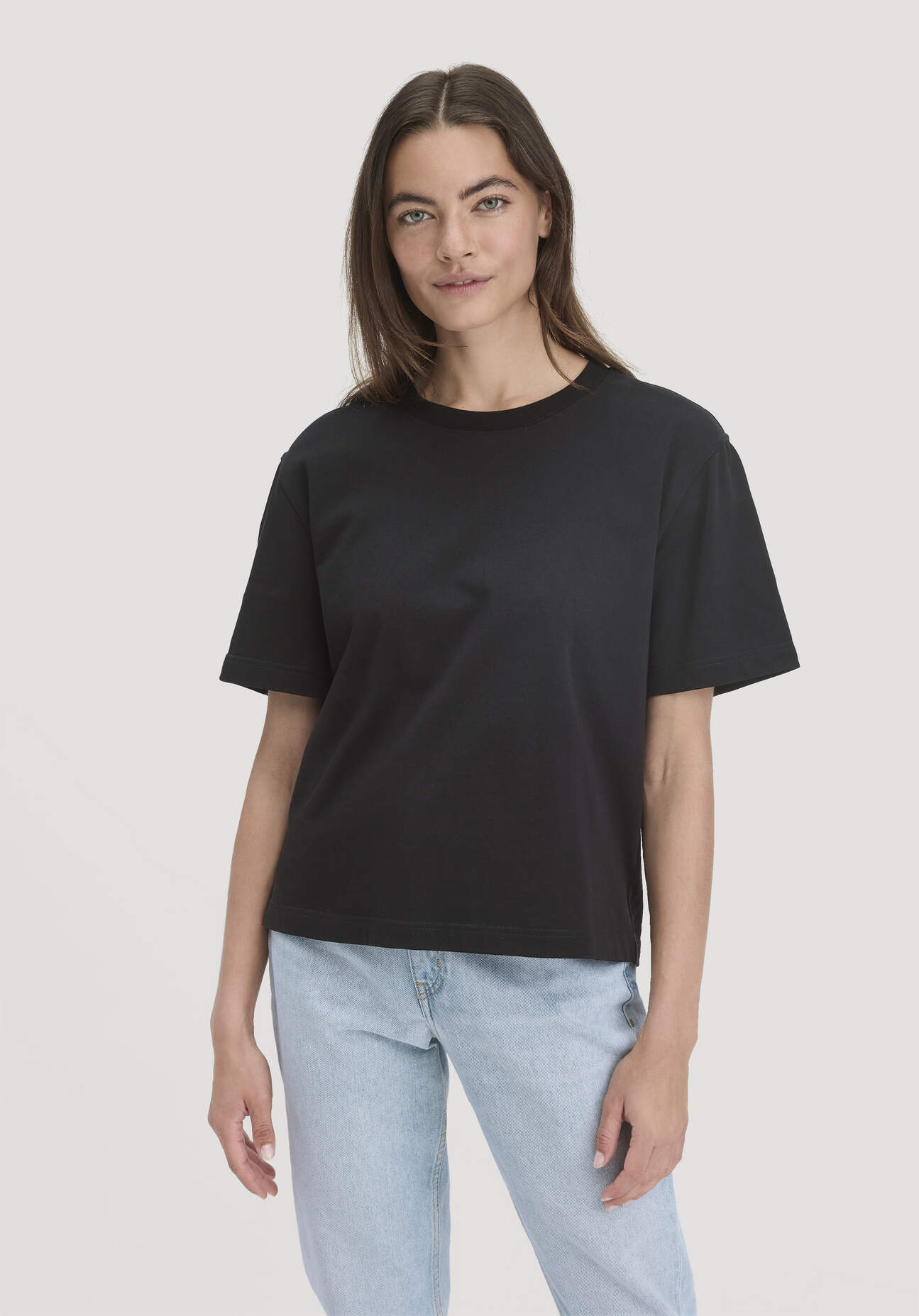Thumbnail - hessnatur Damen Heavy Jersey T-Shirt Oversize aus Bio-Baumwolle - schwarz - Größe 40