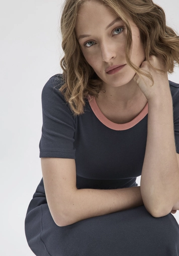 Rib Jersey Kleid Midi Slim aus Bio-Baumwolle - 2