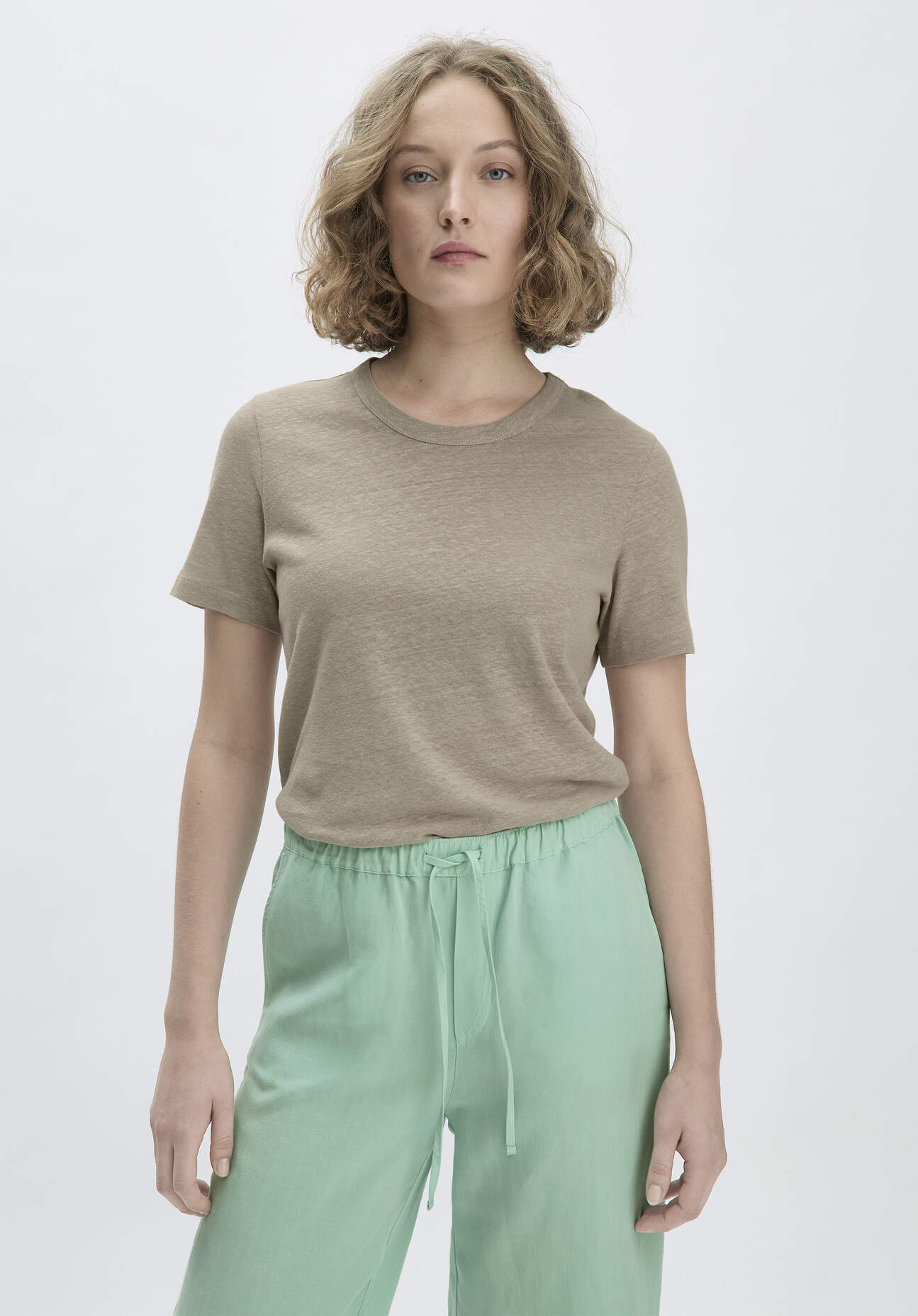 Thumbnail - hessnatur Damen T-Shirt Relaxed aus Leinen und Bio-Baumwolle - beige - Größe 40