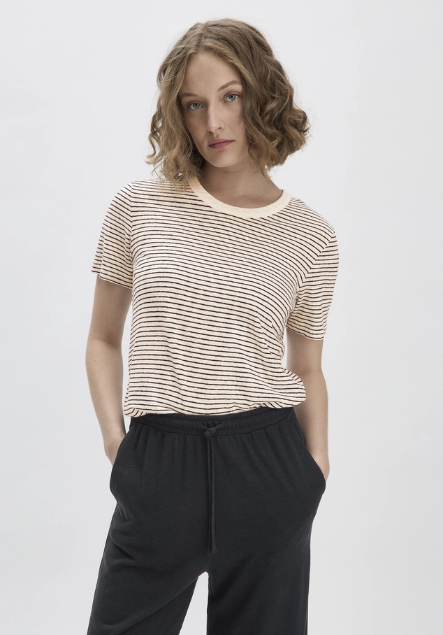 Streifen T-Shirt Relaxed aus Leinen mit reiner Bio-Baumwolle