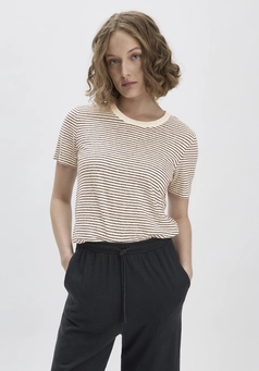 Streifen T-Shirt Relaxed aus Leinen mit reiner Bio-Baumwolle