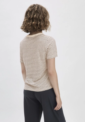 Streifen T-Shirt Relaxed aus Leinen mit reiner Bio-Baumwolle - 2