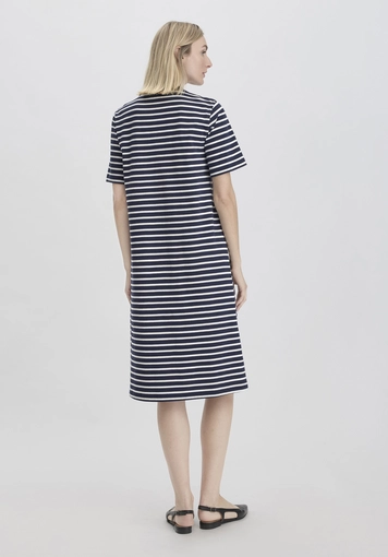 Streifen Heavy Jersey Slub Kleid Knielang Relaxed aus reiner Bio-Baumwolle - 1