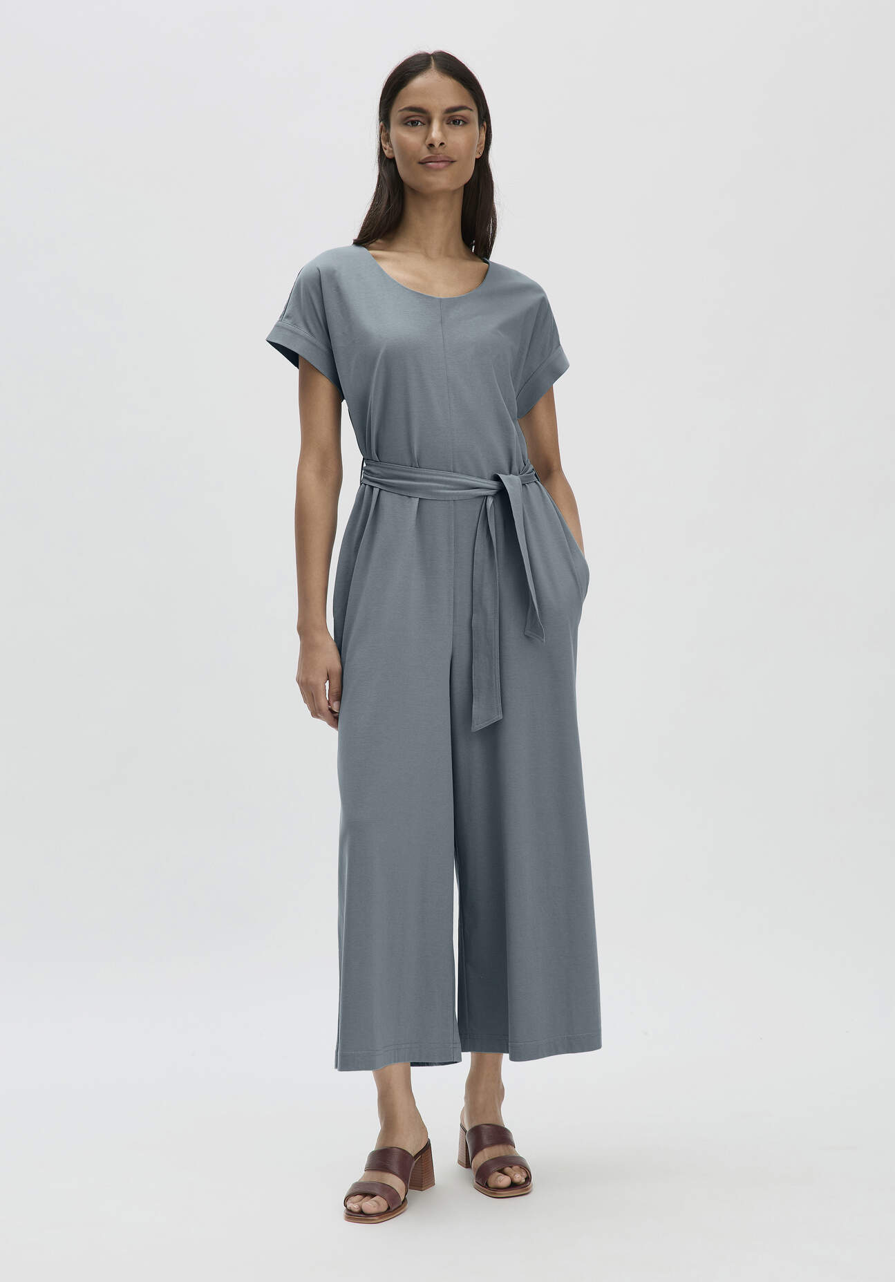 hessnatur Damen Jersey Jumpsuit Oversize aus Bio-Baumwolle - grün Größe 38