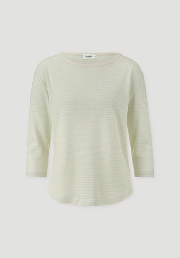 Striped long-sleeve relaxed shirt made of linen and organic cotton