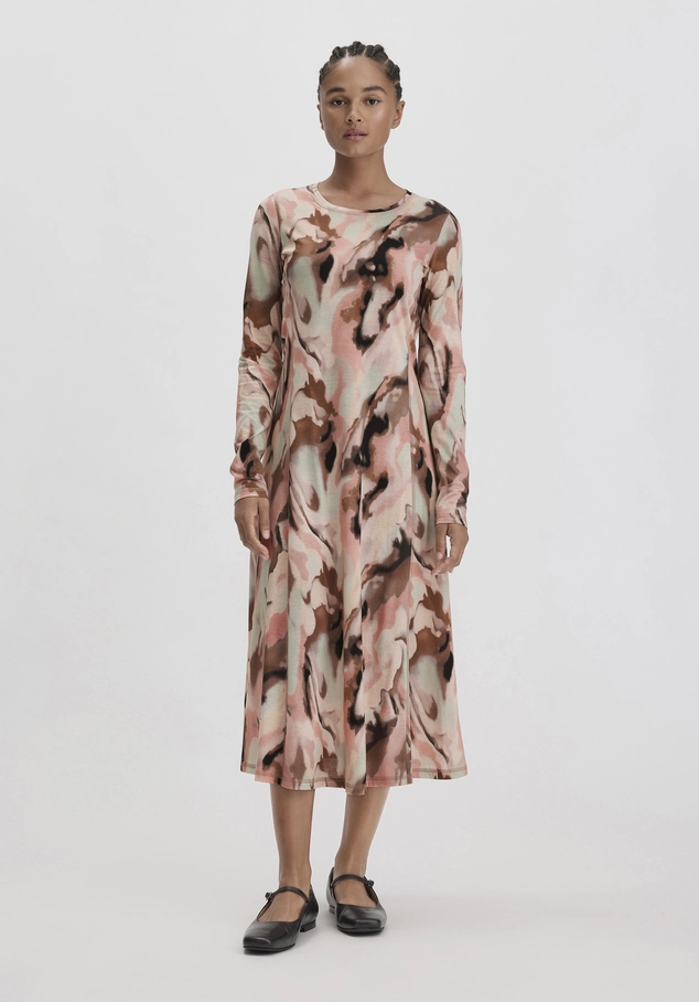 Print Premium Light Jersey Kleid Midi Slim aus reiner Bio-Baumwolle