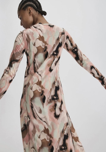 Print Premium Light Jersey Kleid Midi Slim aus reiner Bio-Baumwolle - 1