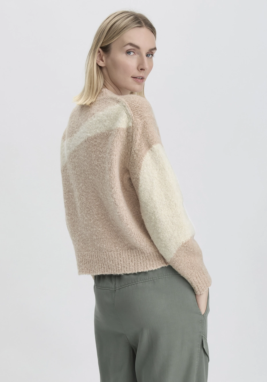 Intarsia Strick Pullover Oversized aus Alpaka mit Bio-Baumwolle 56666