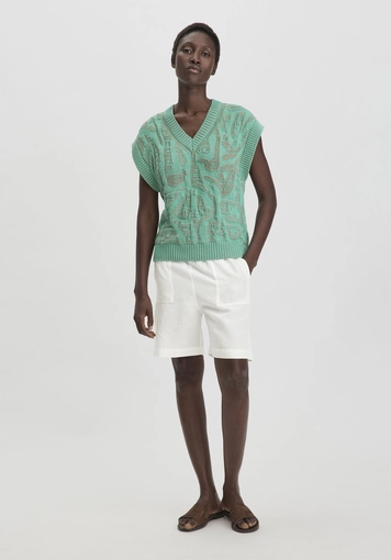 Jacquard Strick Pullover Relaxed aus reiner Bio-Baumwolle - 1