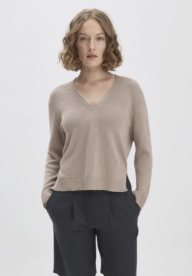 Strick Pullover Relaxed aus Bio-Baumwolle mit edlem Leinen