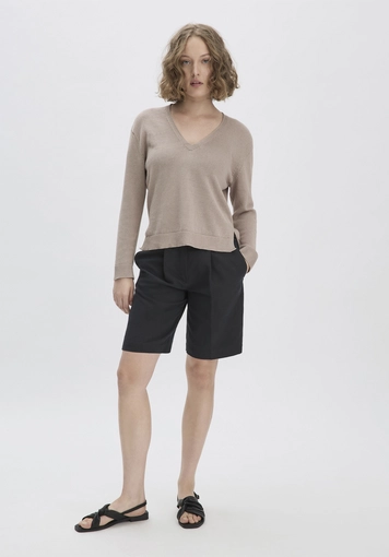 Relaxed knit sweater made of organic cotton with fine linen - 1