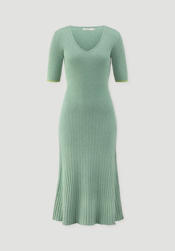 Mouliné Strick Kleid Midi Fitted aus reiner Bio-Baumwolle - 4