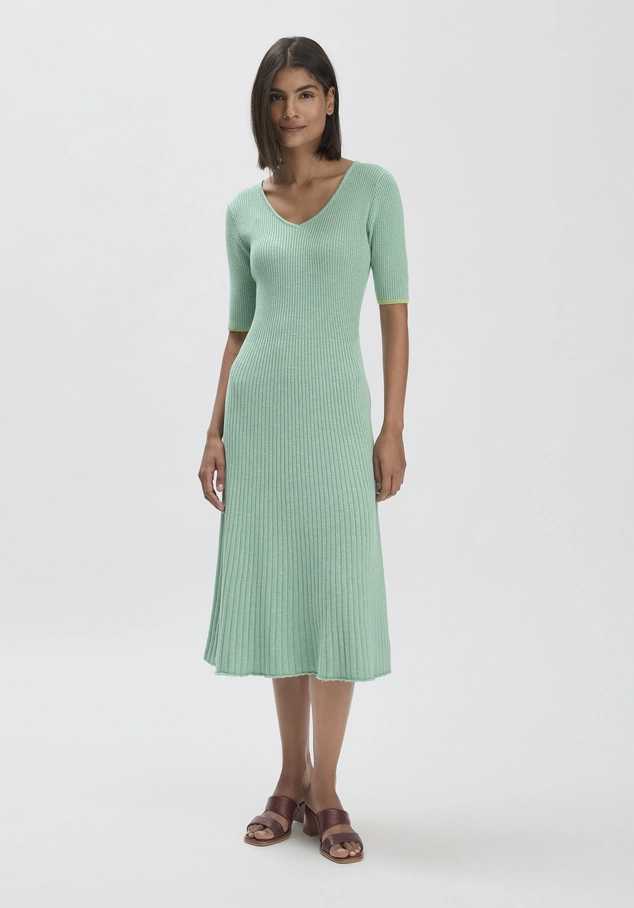 Mouliné Strick Kleid Midi Fitted aus reiner Bio-Baumwolle - Main Image