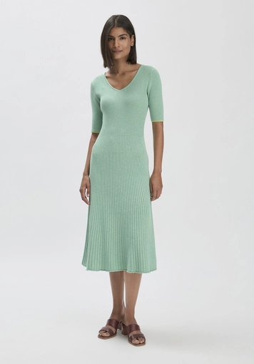 Mouliné Knit Midi Fitted Dress made from pure organic cotton - 0