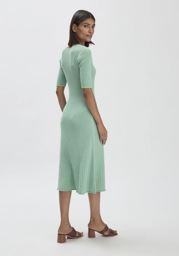 Mouliné Strick Kleid Midi Fitted aus reiner Bio-Baumwolle - 1
